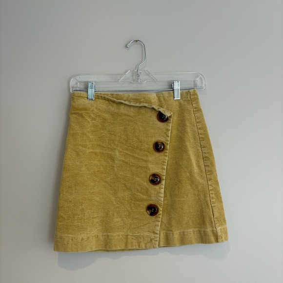 Altar'd State Dresses & Skirts - Altar'd State Tan Asymmetrical Corduroy Button Skirt
